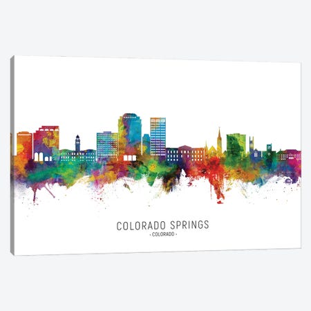 Colorado Springs  Skyline City Name Canvas Print #MTO2834} by Michael Tompsett Canvas Art