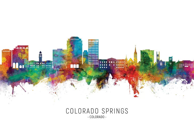 Colorado Springs  Skyline City Name by Michael Tompsett wall art