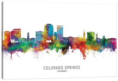 Colorado Springs  Skyline City Name Canvas Art Print - Colorado Art