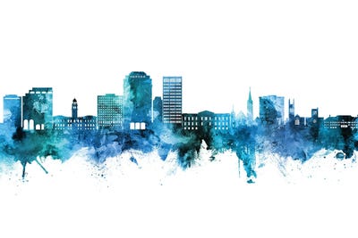 Colorado Springs  Skyline Blue Teal by Michael Tompsett art print