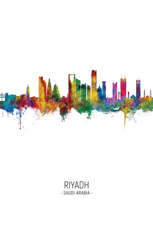Riyadh Saudi Arabia Skyline Portrait by Michael Tompsett wall art