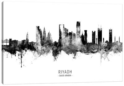 Riyadh Saudi Arabia Skyline Name BW Canvas Art Print - Saudi Arabia