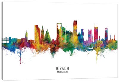 Pixonsign Canvas Print Wall Art Saudi Arabia Paint Splatter Landmarks Architecture & Maps Cities Modern Art Global scenic Colorful Multicolor Ultra