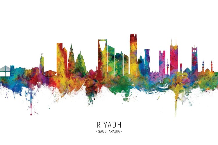 Riyadh Saudi Arabia Skyline City Name by Michael Tompsett wall art
