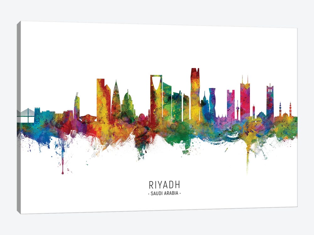 Riyadh Saudi Arabia Skyline City Name by Michael Tompsett 1-piece Canvas Artwork