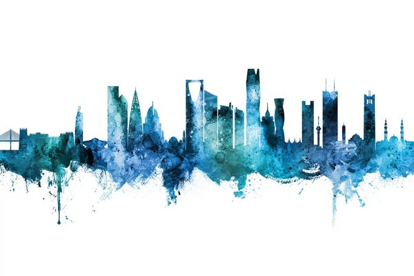 Saudi Arabia: Riyadh Saudi Arabia Skyline Blue Teal by Michael Tompsett