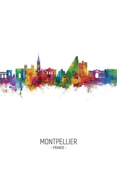 Montpellier France Skyline Portrait by Michael Tompsett canvas print