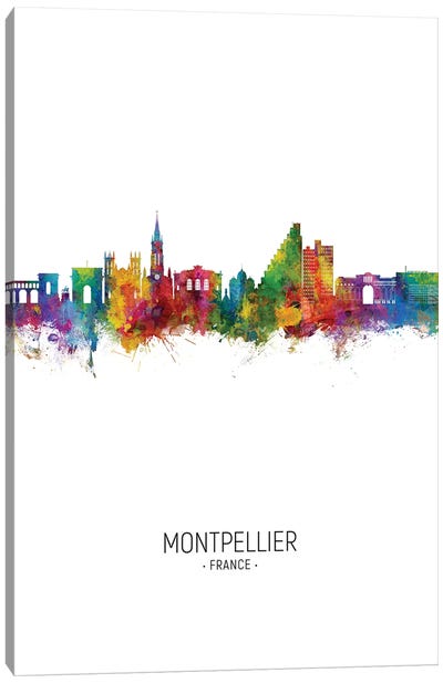 Montpellier France Skyline Portrait Canvas Art Print