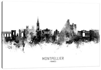 Montpellier France Skyline Name BW Canvas Art Print
