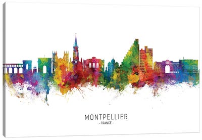 Montpellier France Skyline City Name Canvas Art Print