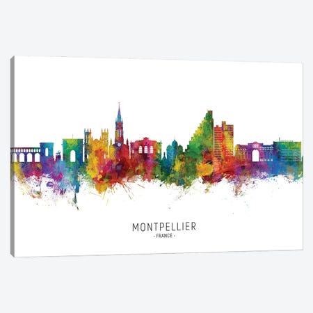Montpellier France Skyline City Name Canvas Print #MTO2843} by Michael Tompsett Canvas Art