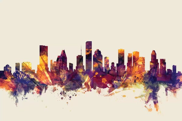 Houston: Houston, Texas, USA On Beige by Michael Tompsett