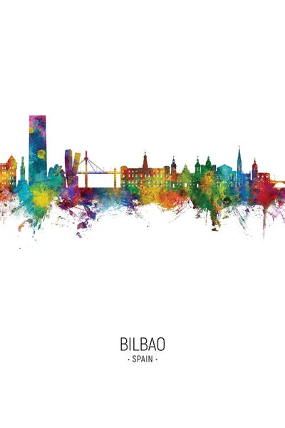Basque Country: Bilbao Spain Skyline Portrait by Michael Tompsett
