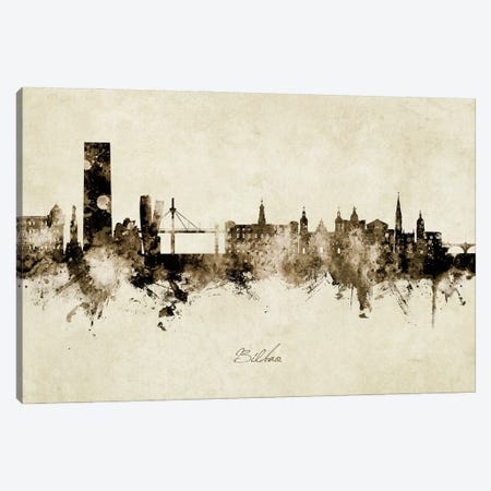 Bilbao Spain Skyline Vintage Canvas Print #MTO2852} by Michael Tompsett Canvas Print