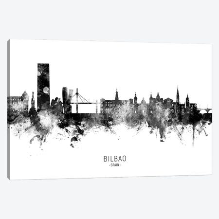 Bilbao Spain Skyline Name BW Canvas Print #MTO2853} by Michael Tompsett Canvas Print