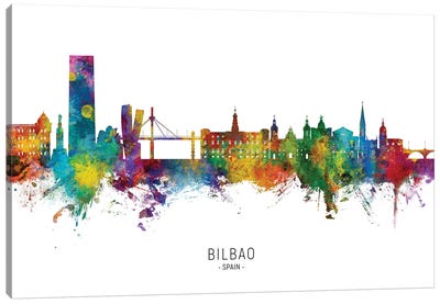 Bilbao Spain Skyline City Name Canvas Art Print
