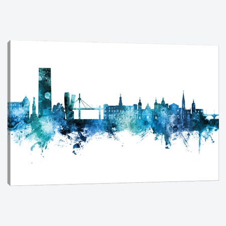 Bilbao Spain Skyline Blue Teal Canvas Print #MTO2855} by Michael Tompsett Canvas Wall Art