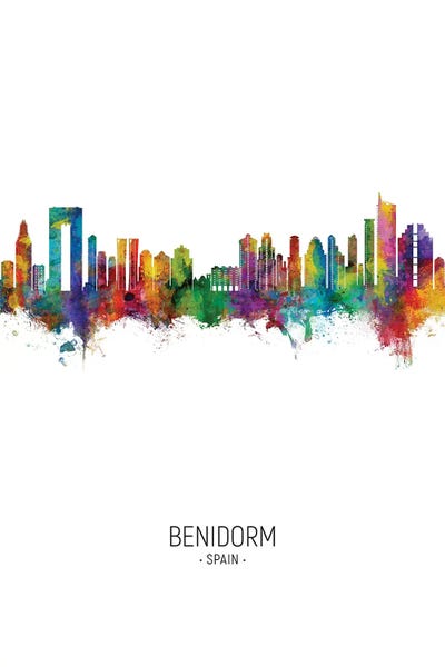 Valencian Community: Benidorm Spain Skyline Portrait by Michael Tompsett