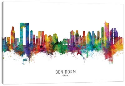 Benidorm Spain Skyline City Name Canvas Art Print