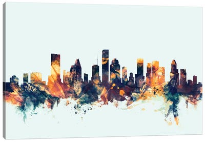 Houston, Texas, USA On Blue Canvas Art Print - Houston Skylines