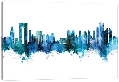 Benidorm Spain Skyline Blue Teal Canvas Art Print