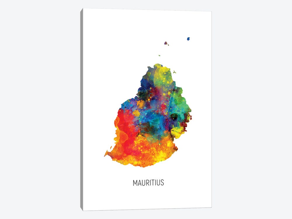 Mauritius Map by Michael Tompsett 1-piece Canvas Print