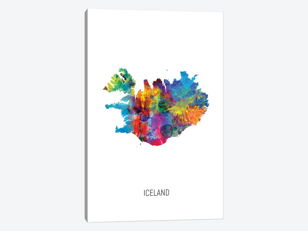 Iceland Map by Michael Tompsett 1-piece Art Print