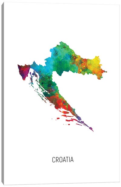 Croatia Map Canvas Art Print - Croatia