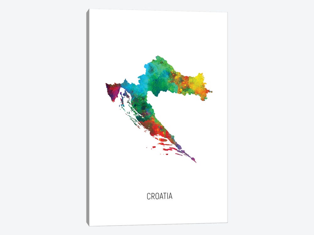 Croatia Map by Michael Tompsett 1-piece Art Print