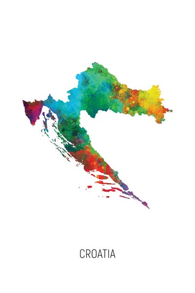 Large Map Art - Canvas Prints: Croatia Map by Michael Tompsett