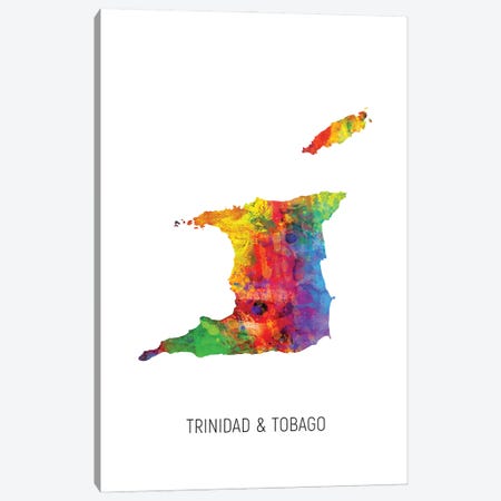 Trinidad & Tobago Map Canvas Print #MTO2866} by Michael Tompsett Art Print