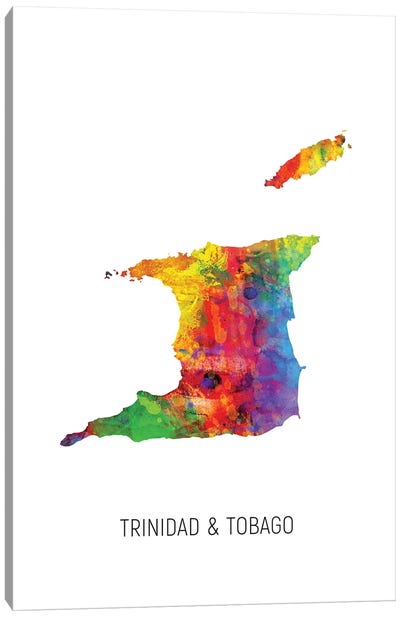 Trinidad & Tobago Map Canvas Art Print - Trinidad & Tobago