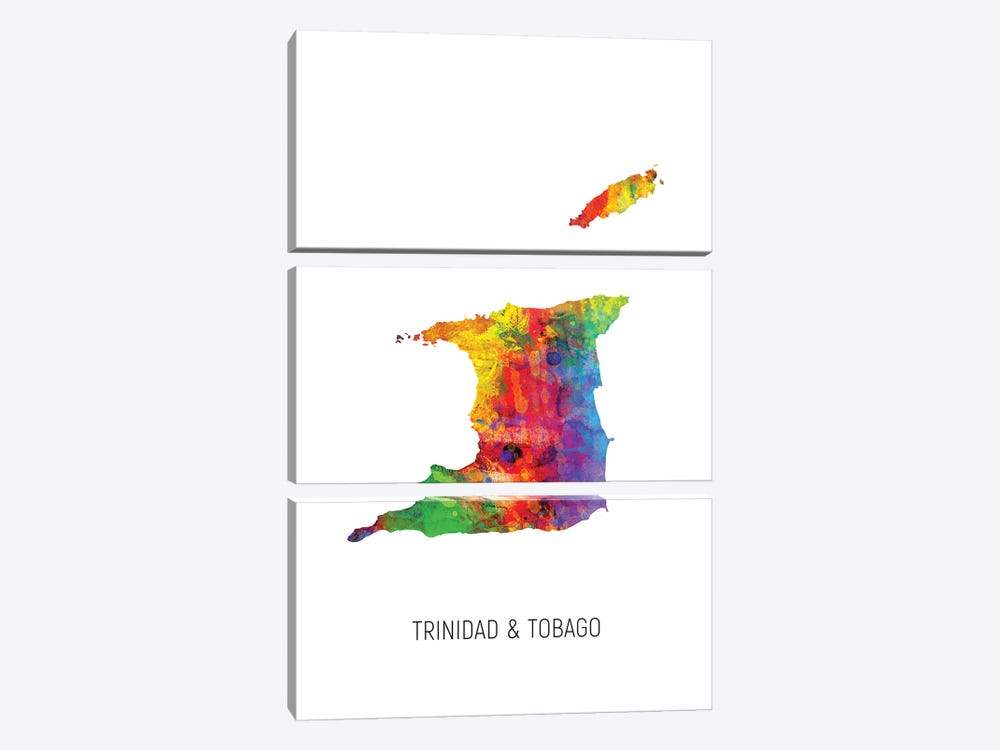Trinidad & Tobago Map by Michael Tompsett 3-piece Canvas Wall Art