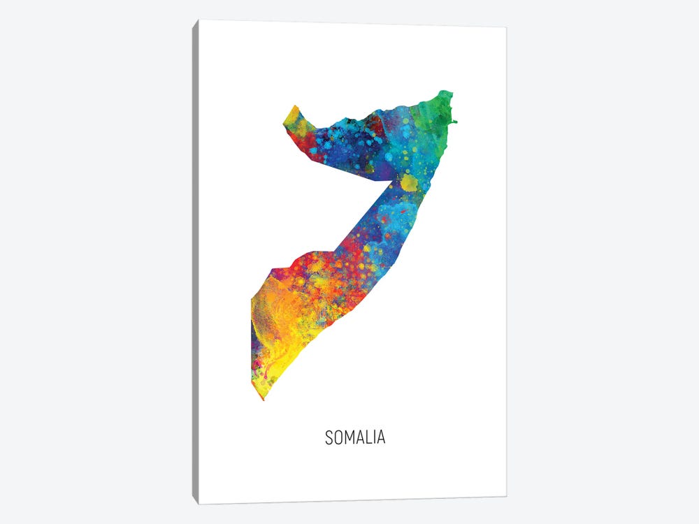 Somalia Map by Michael Tompsett 1-piece Canvas Art Print