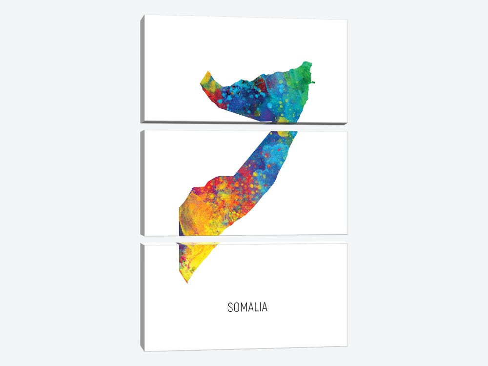 Somalia Map by Michael Tompsett 3-piece Art Print