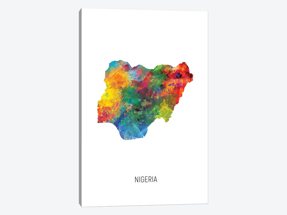 Nigeria Map by Michael Tompsett 1-piece Canvas Print