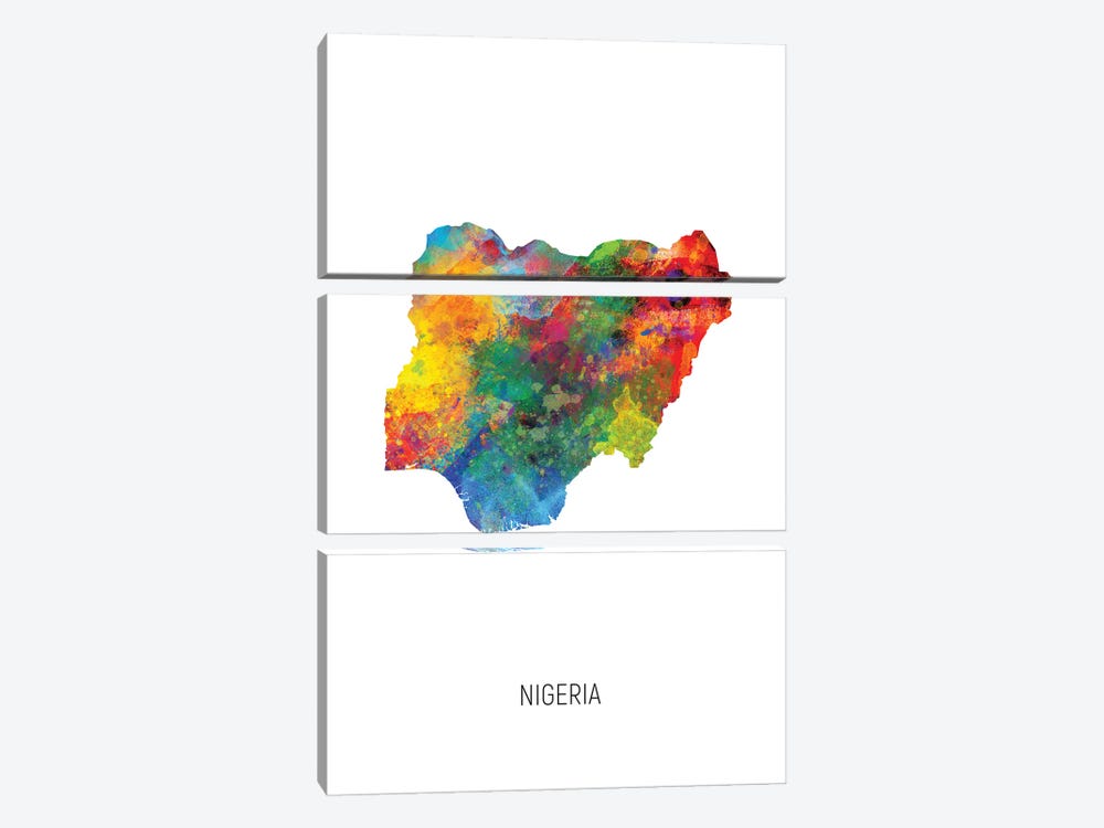 Nigeria Map by Michael Tompsett 3-piece Canvas Print