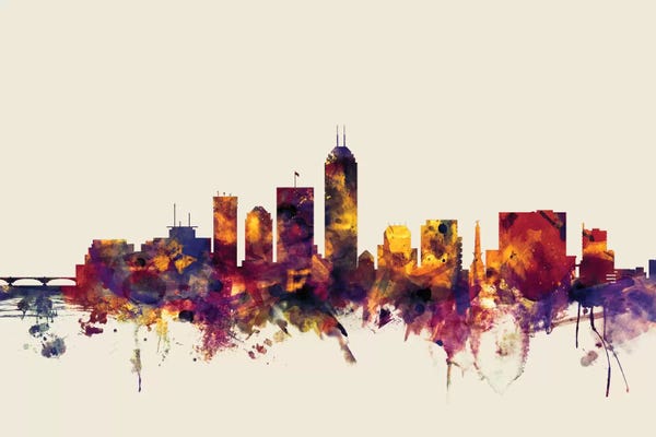 Indiana: Indianapolis, Indiana, USA On Beige by Michael Tompsett
