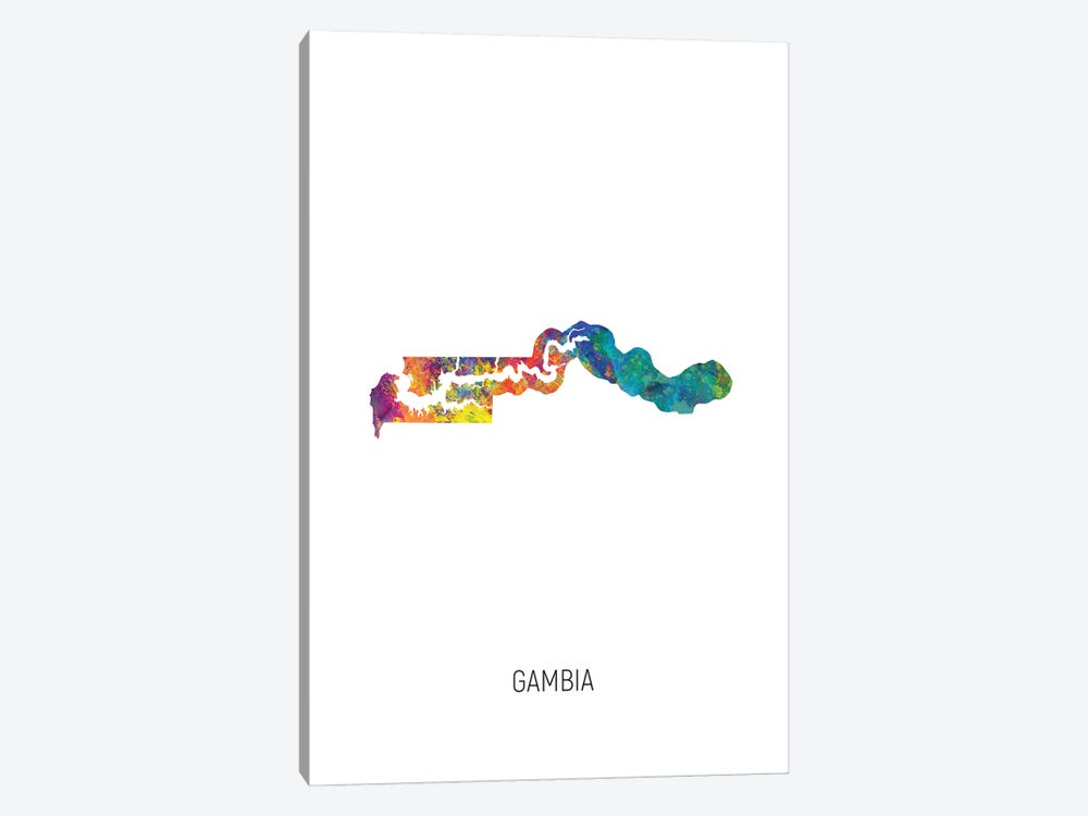 Gambia Map by Michael Tompsett 1-piece Canvas Print