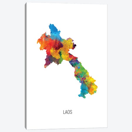 Laos Map Canvas Print #MTO2871} by Michael Tompsett Canvas Print