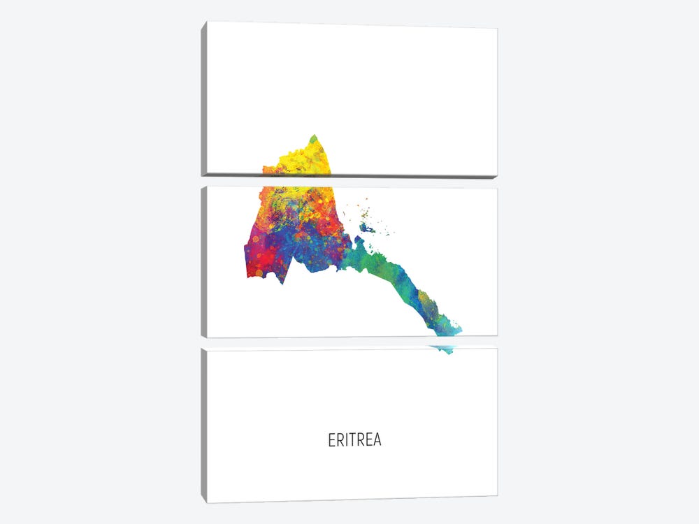 Eritrea Map by Michael Tompsett 3-piece Canvas Print