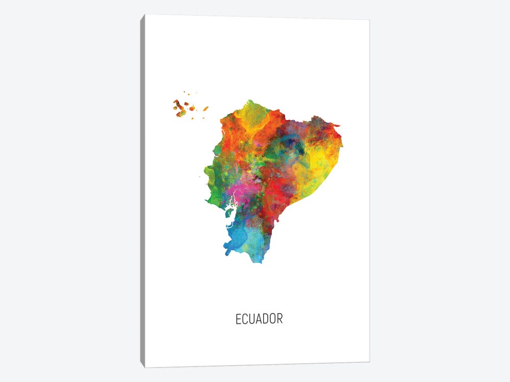 Ecuador Map by Michael Tompsett 1-piece Canvas Wall Art
