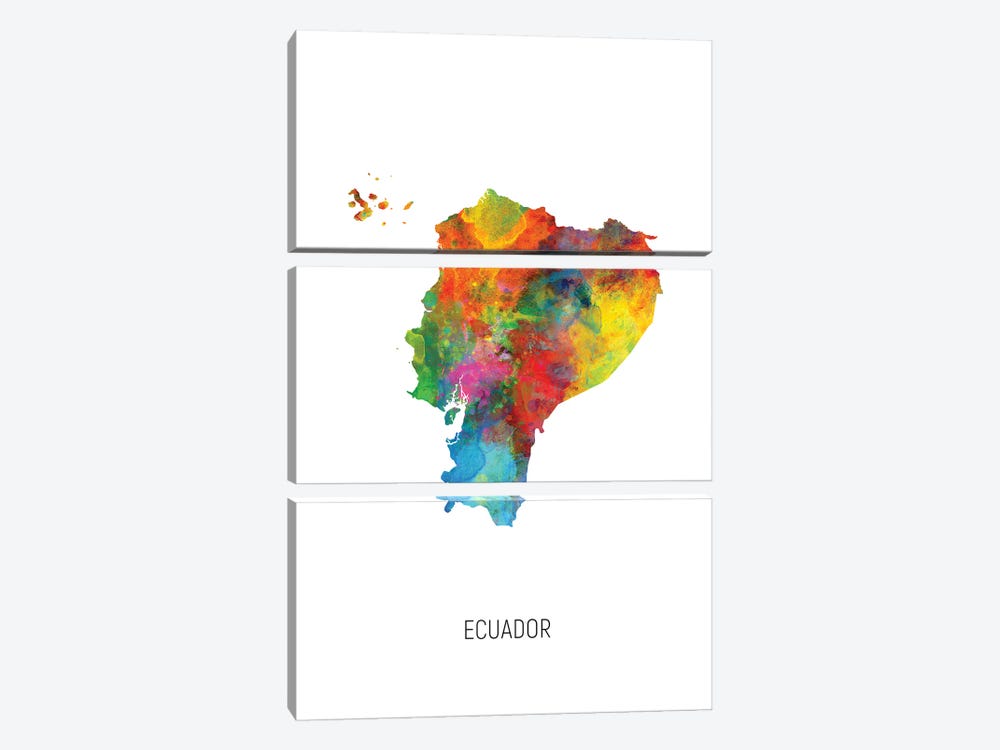 Ecuador Map by Michael Tompsett 3-piece Canvas Wall Art
