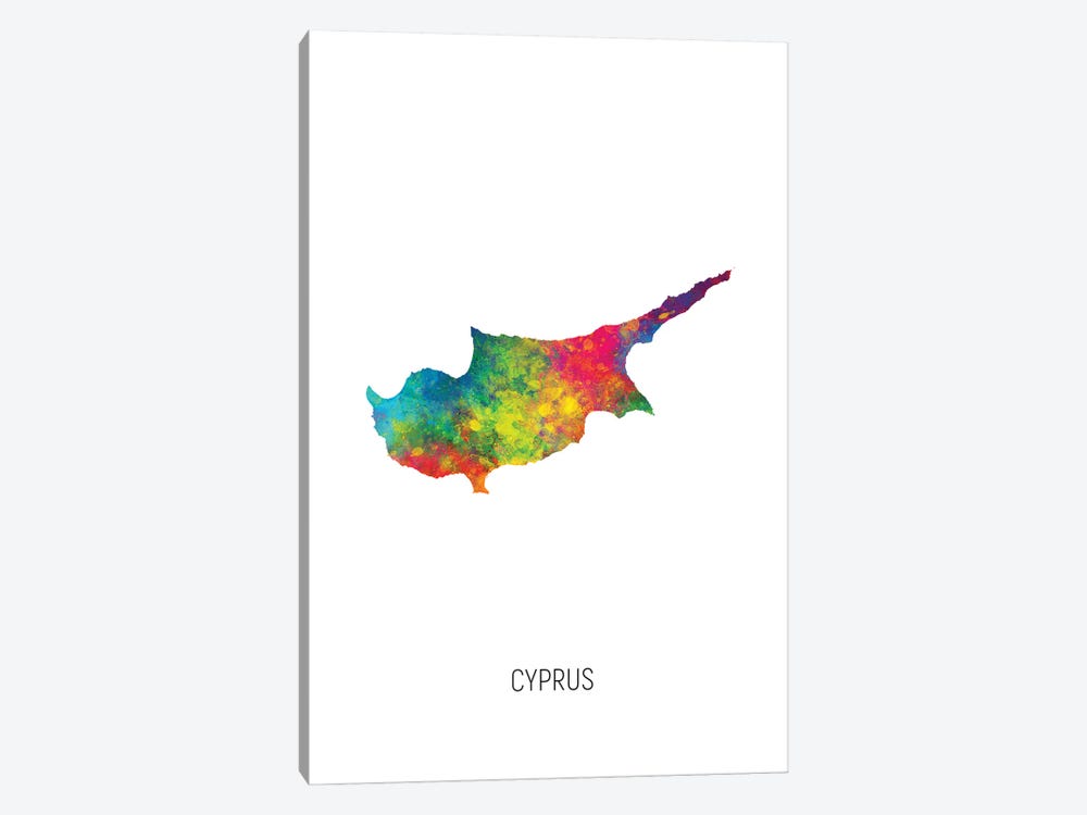 Cyprus Map by Michael Tompsett 1-piece Canvas Art Print