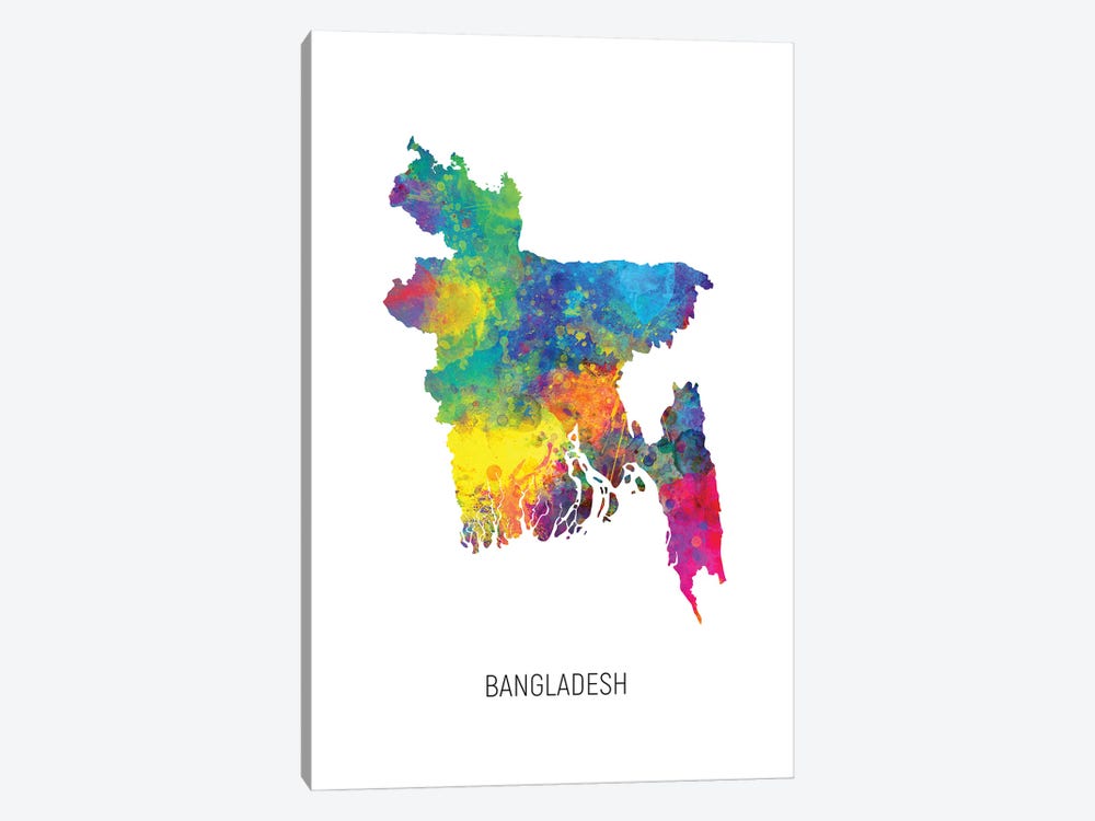 Bangladesh Map by Michael Tompsett 1-piece Canvas Artwork