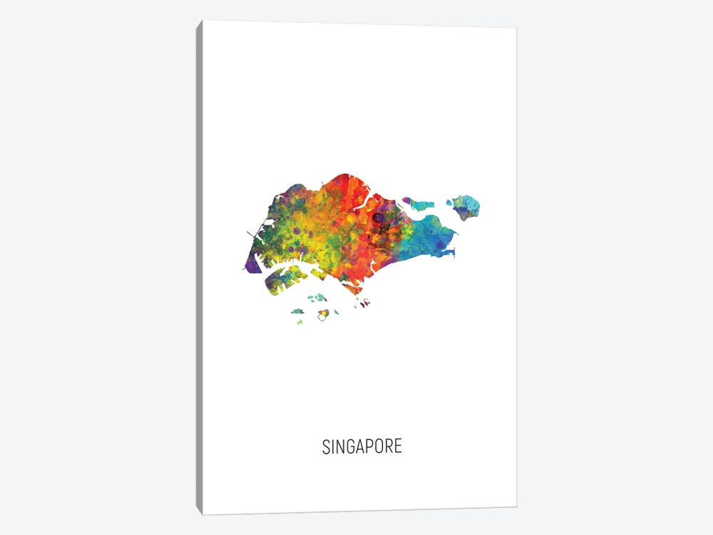 Singapore Map by Michael Tompsett 1-piece Art Print