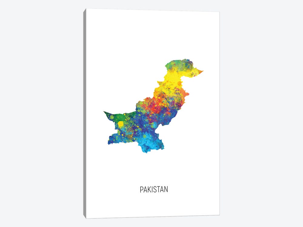 Pakistan Map by Michael Tompsett 1-piece Canvas Artwork