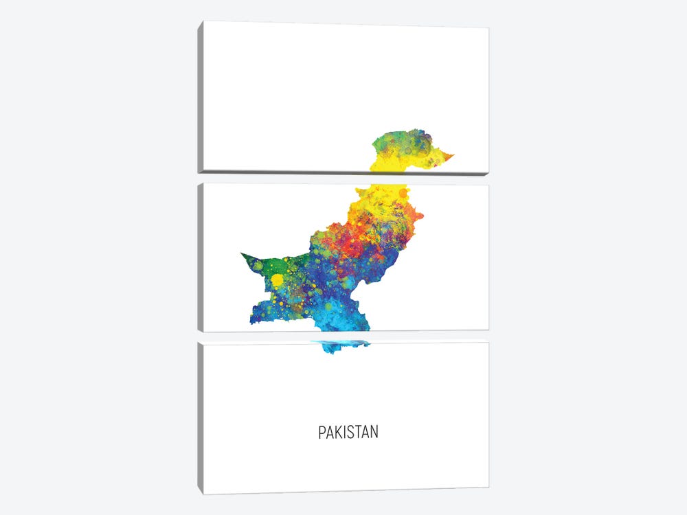 Pakistan Map by Michael Tompsett 3-piece Canvas Art