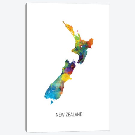 New Zealand Map Canvas Print #MTO2878} by Michael Tompsett Art Print