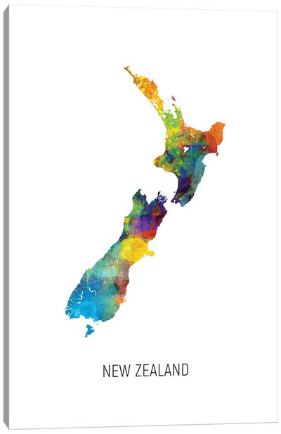 New Zealand Map Canvas Art Print - New Zealand Art